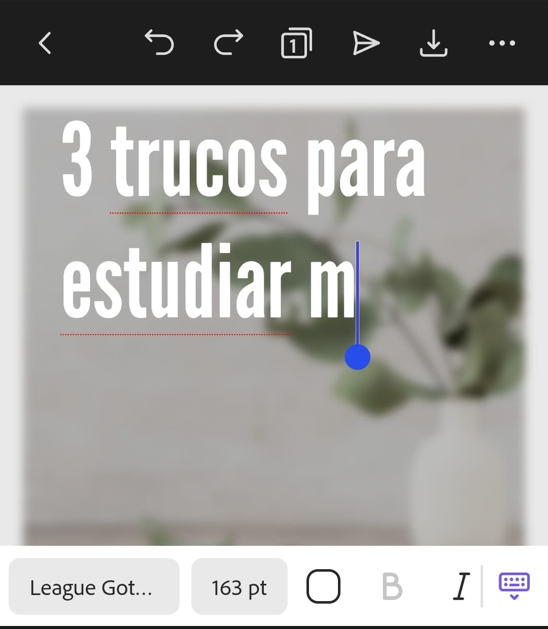 Edición de texto sobre una plantilla en Adobe Express