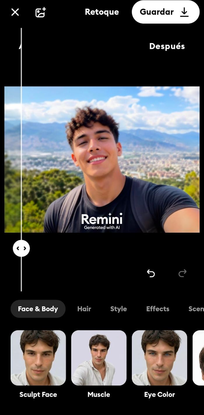 Misma foto después de procesarla con Remini, con nitidez mejorada